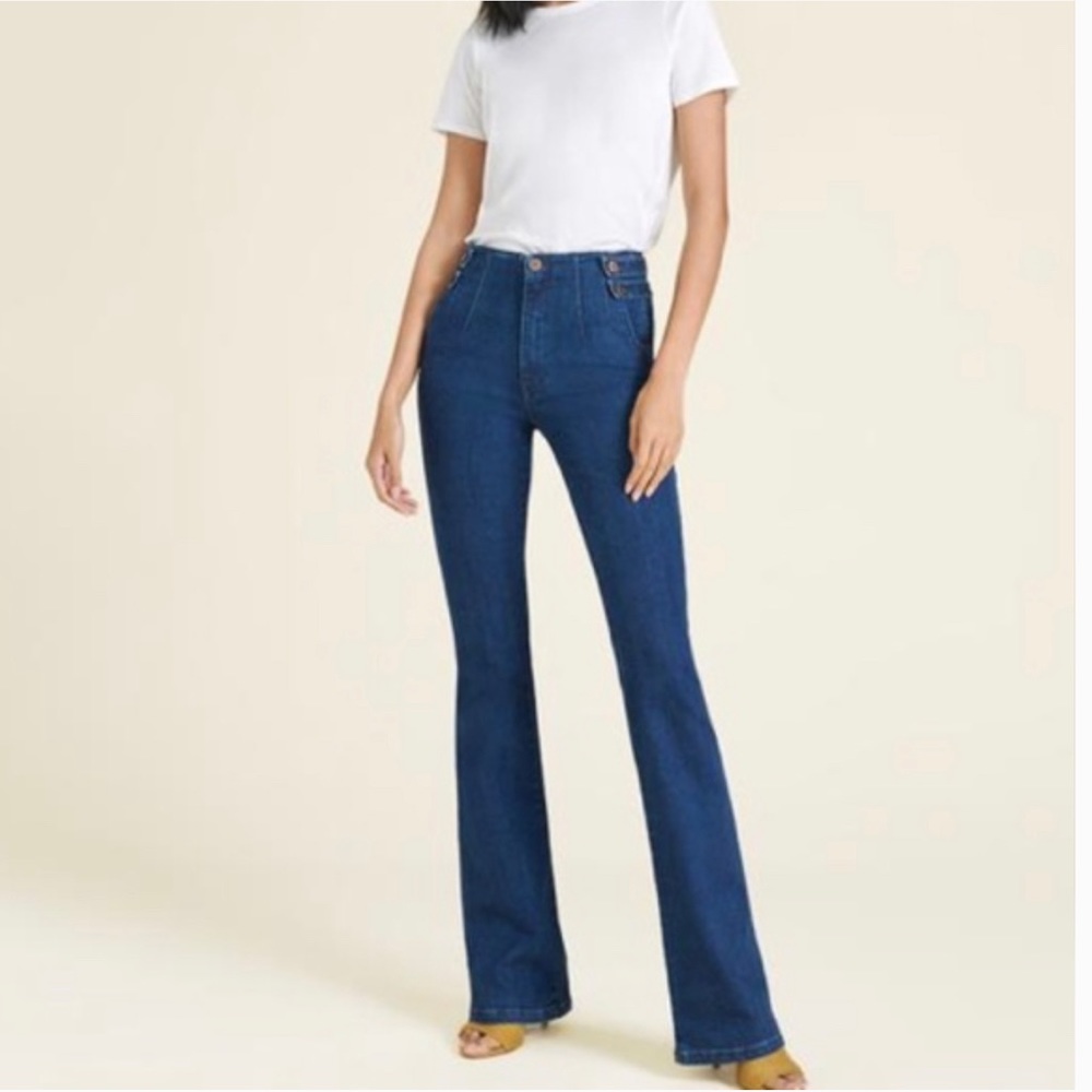 Veronica Beard BEVERLY SKINNY-FLARE JEAN | WAIST TABS